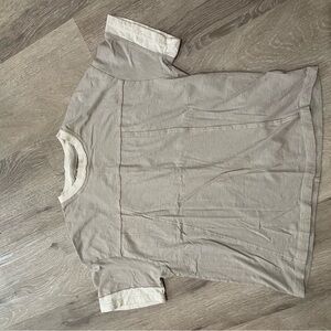 Aerie Tan and Cream Short Sleeve Tee